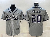 Men's Dallas Cowboys #20 Tony Pollard Grey With Patch Cool Base Stitched Baseball Jersey,baseball caps,new era cap wholesale,wholesale hats